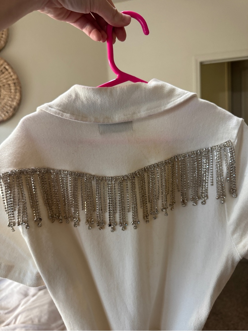 White Short Sleeve Zip-Front Romper with Embellished Belt - Picture 10 of 16